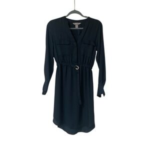 H&M Women’s Dress Long Sleeve Pockets Lined Short/Knee Length Dark Blue Size 4